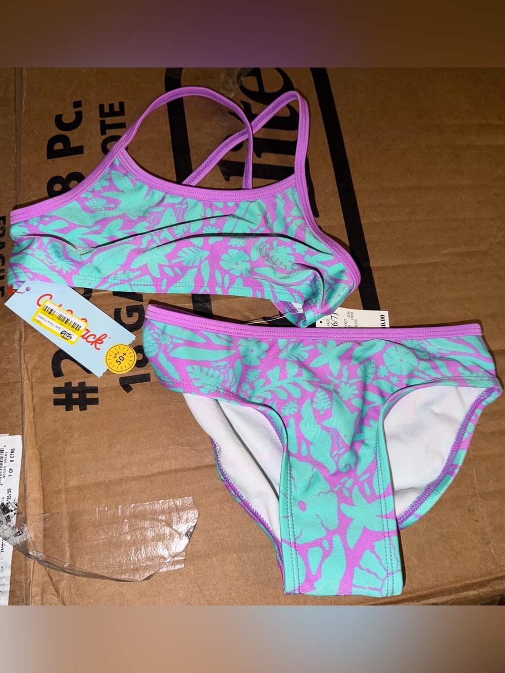 Target Girls Mint Green and Lavender Floral Two-Piece Swim Bikini